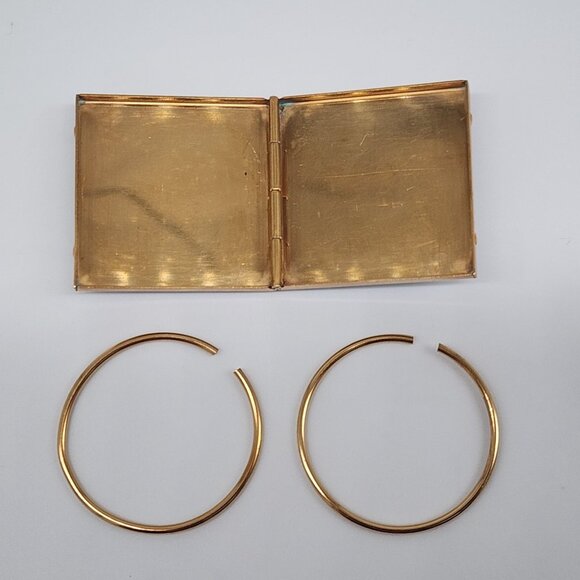 Vintage Speckled Confetti Brass & Lucite Pocket Picture Frame Brass Interior - Picture 6 of 11